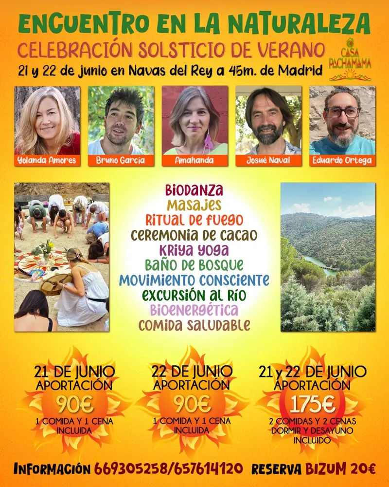 Cartel Solsticio de verano vacaciones alternativas conscientes España Barcelona Madrid valencia Toledo Ávila, mallorca
